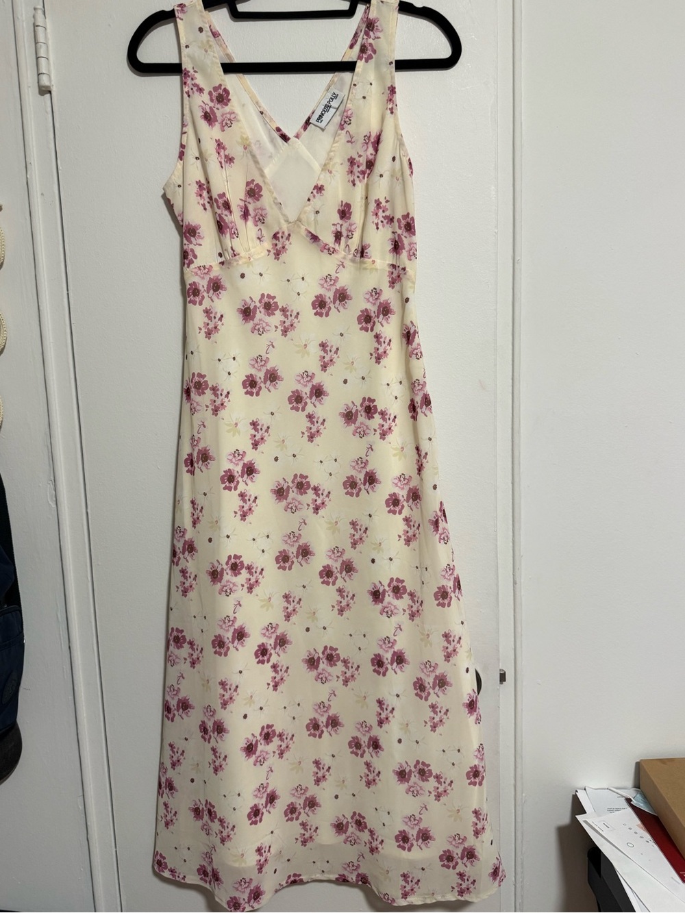Princess Polly Nellie Cream Midi Dress with Pink and purple Floral Print